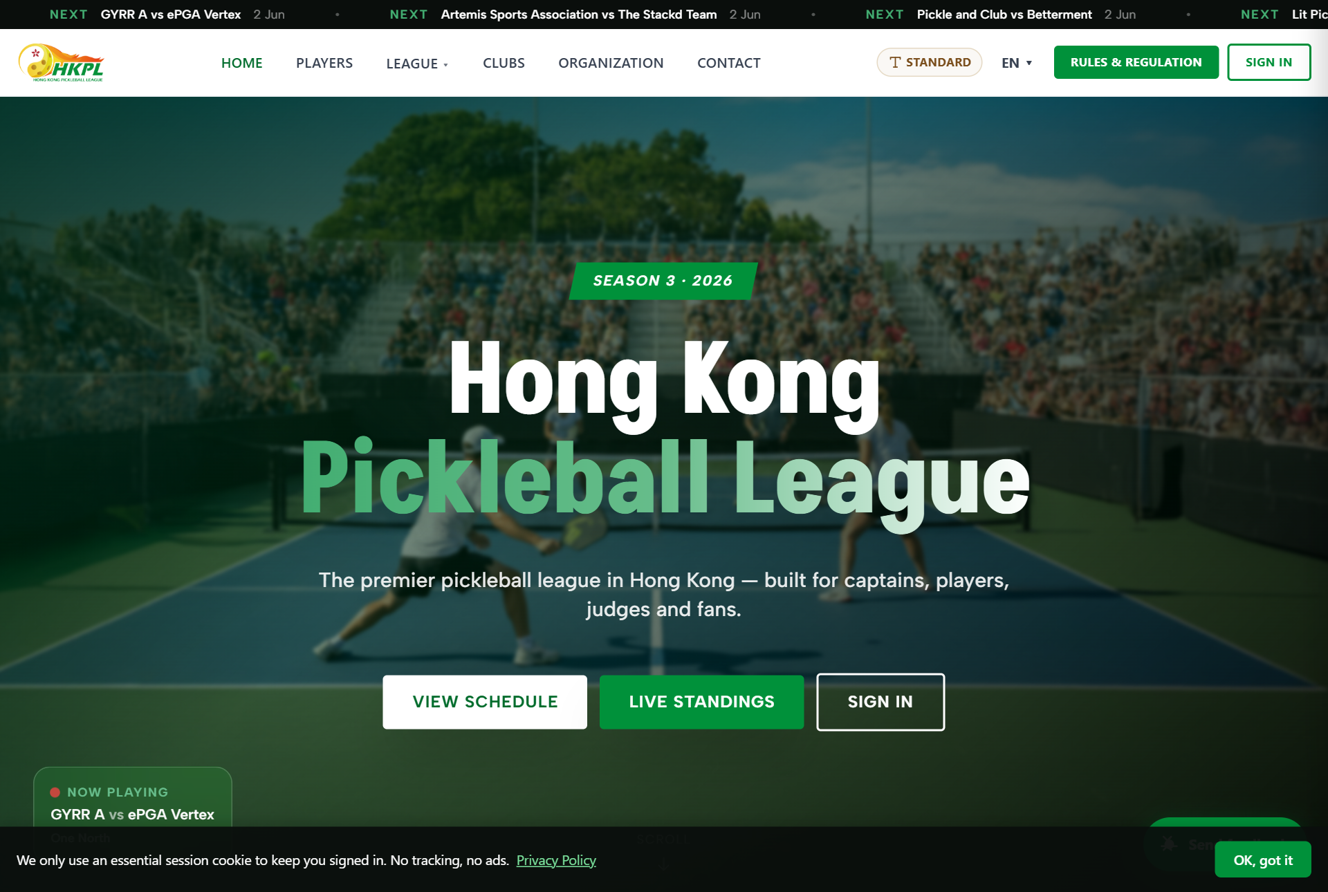 League homepage