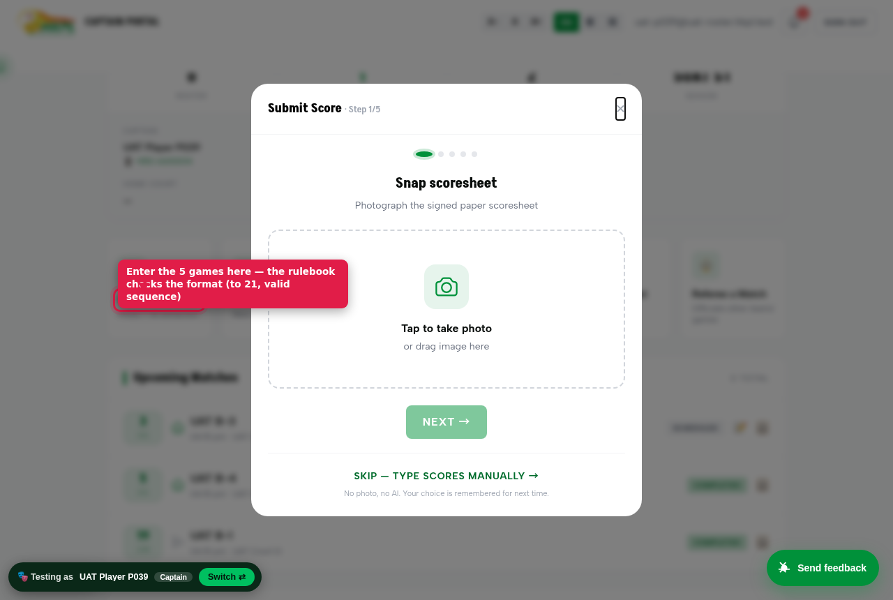 Submit Score wizard