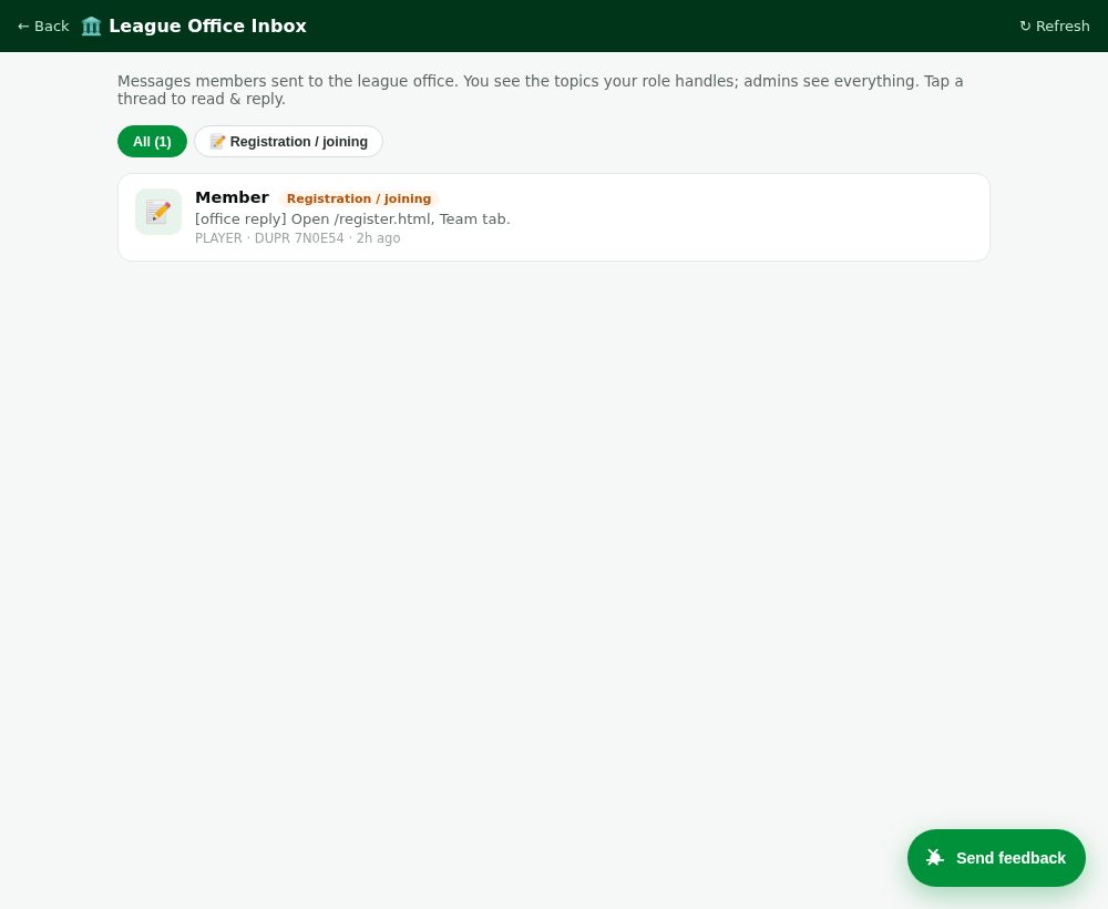 League office inbox (staff)