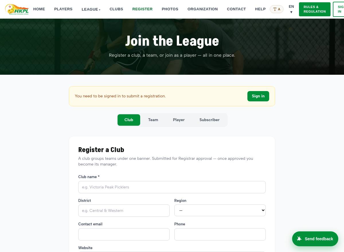 Registration hub
