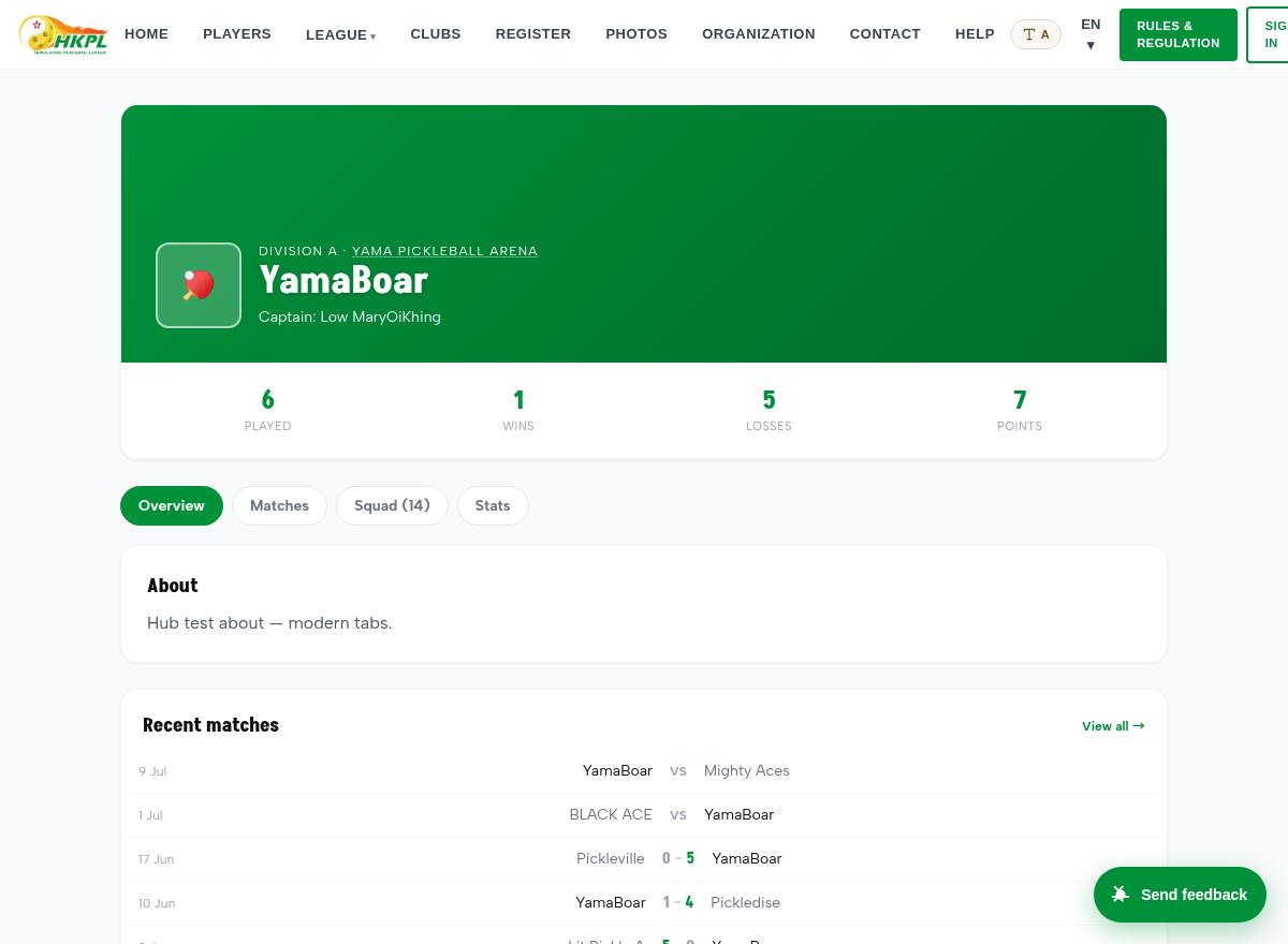 Team page
