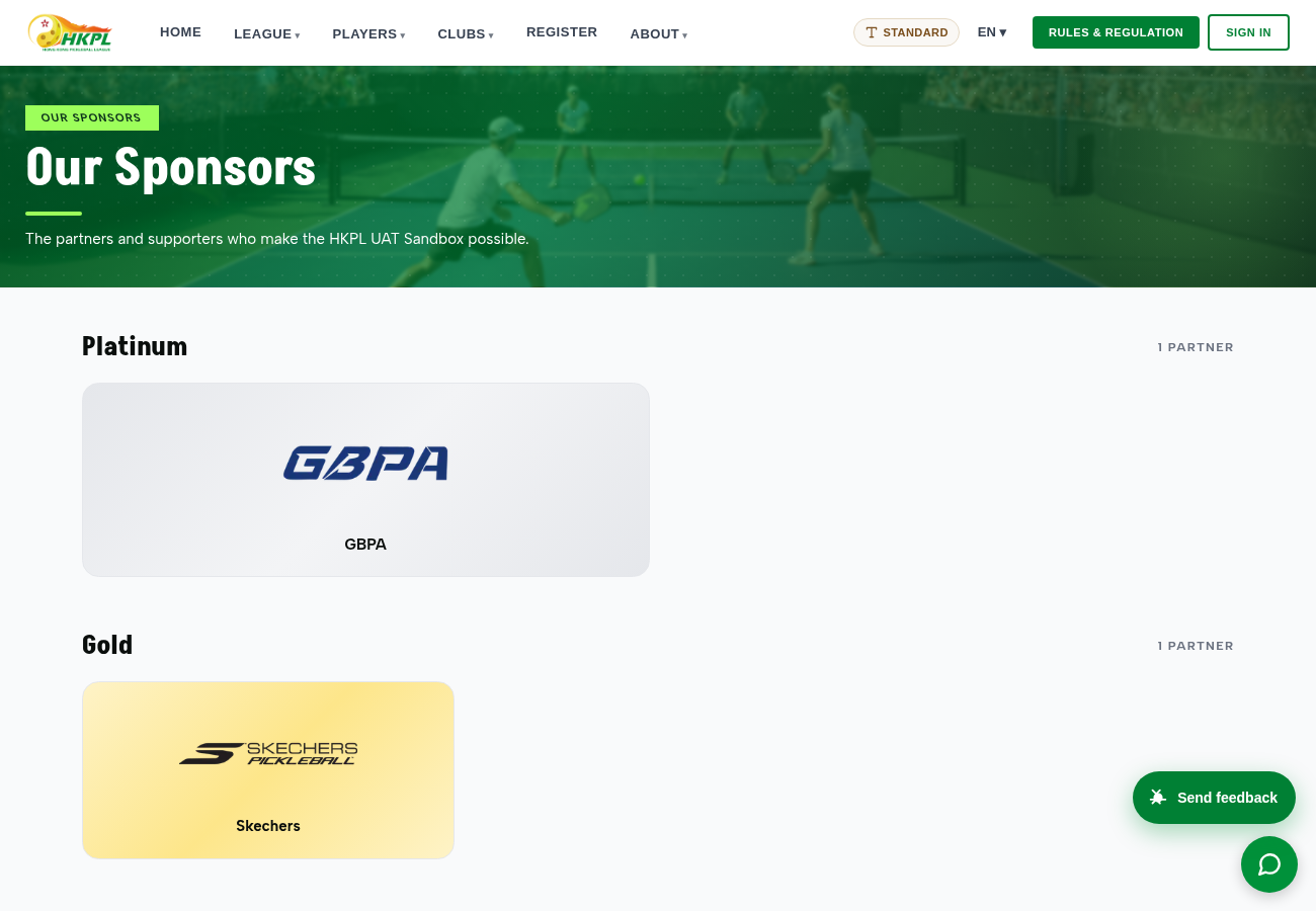 Sponsors page