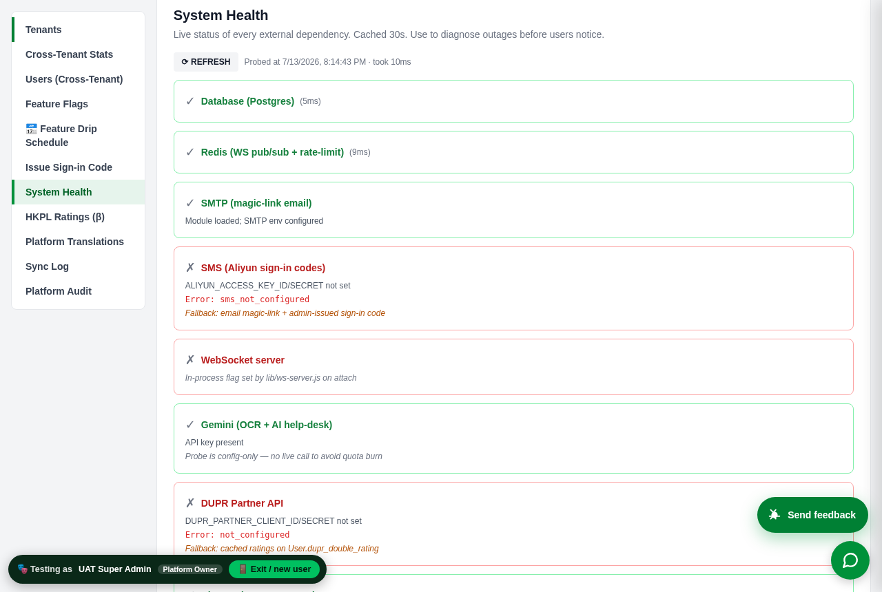 System health SMS